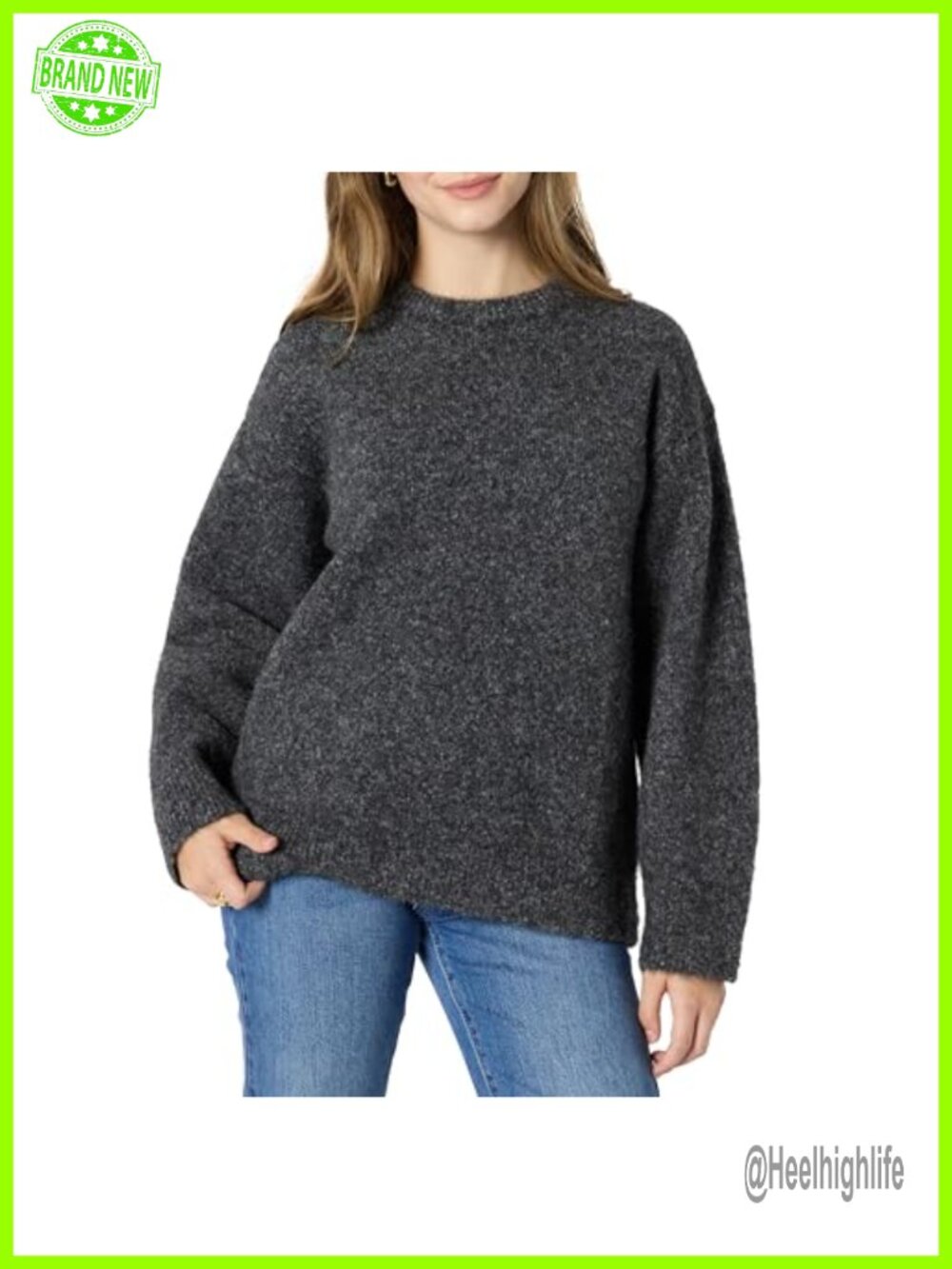 Women's Oversized Faux Mohair Crewneck Sweater Pullover